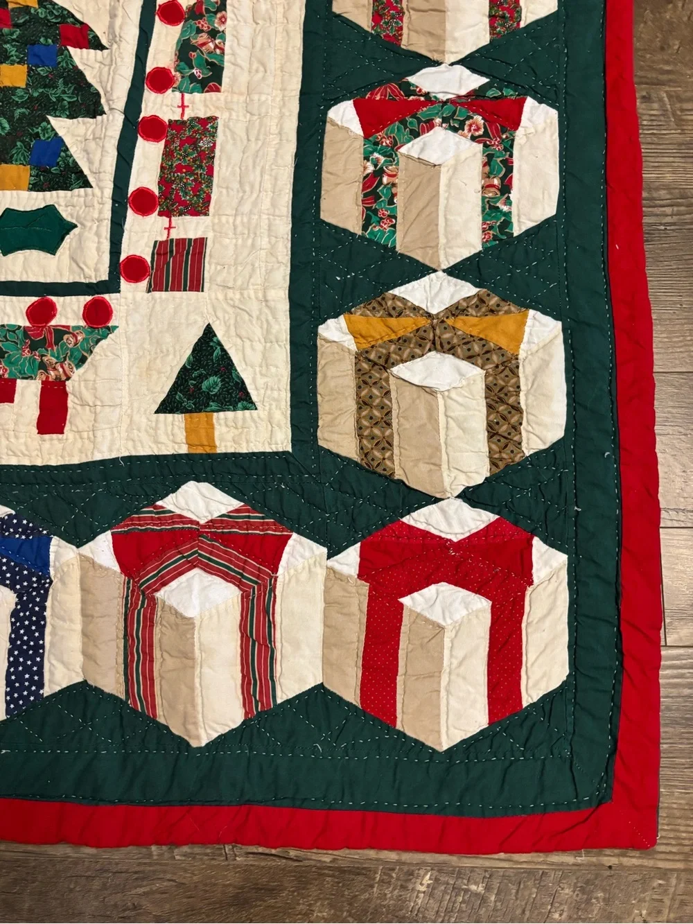 American Pacific Christmas Train Patchwork Quilted Thro/ Wall hanging 50” x 56.5